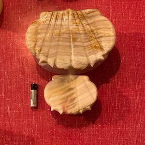 Pair of matching seashell jewelry boxes.